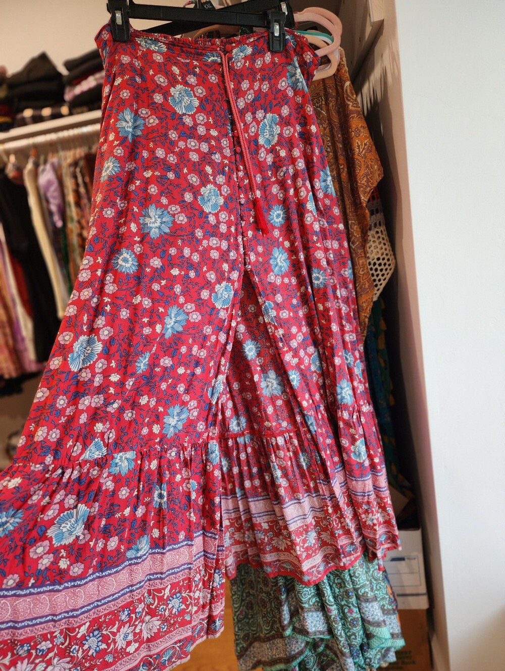 Spell & Gypsy Folktown Skirt Wine XL Rare Vintage Boho Maxi - Picture 9 of 16